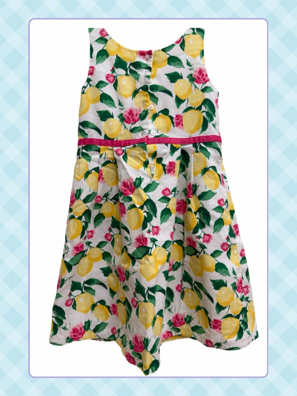 Janie and Jack Girls Lemon & Rose Print Sleeveless Dress